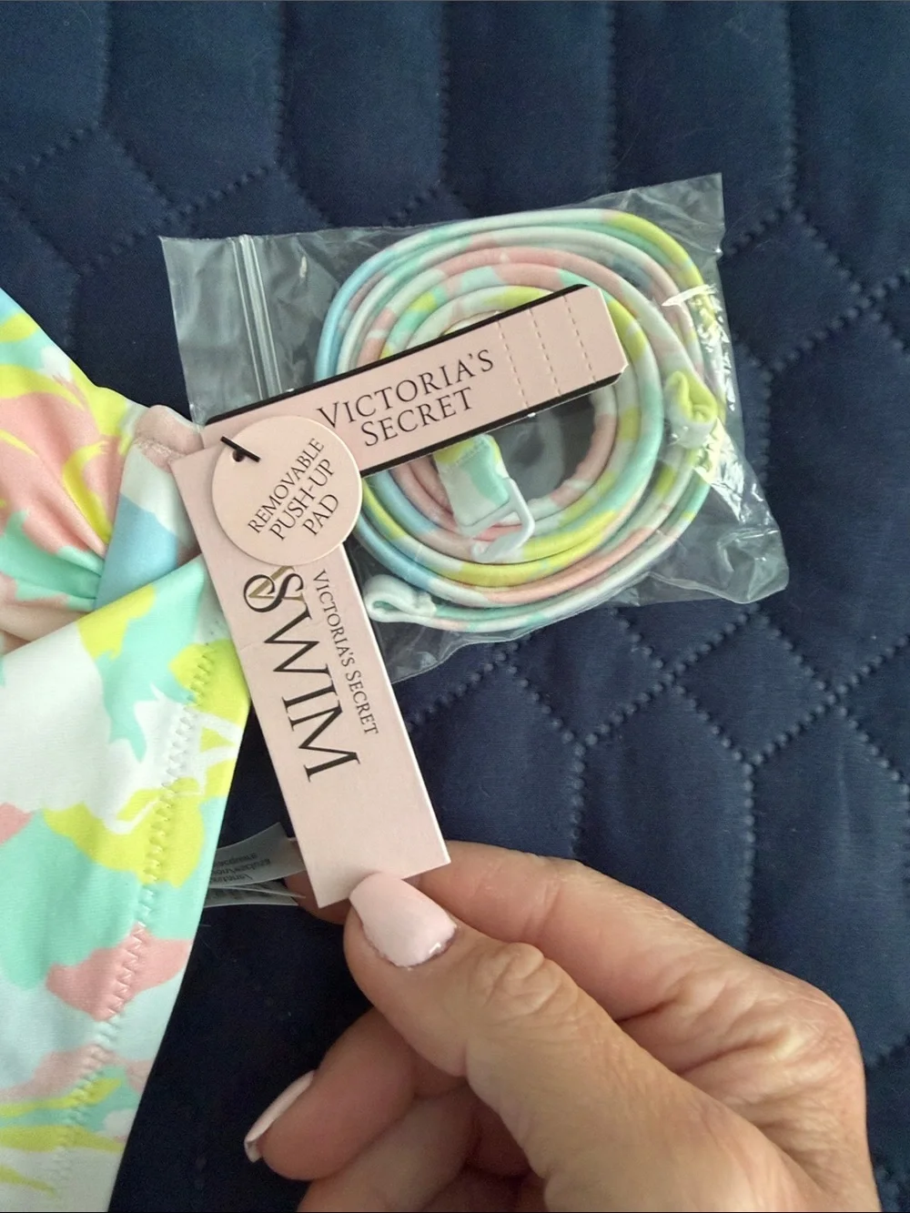 Victoria's Secret Pastel Mint & Blush Bandeau Swim Top - Picture 2 of 4